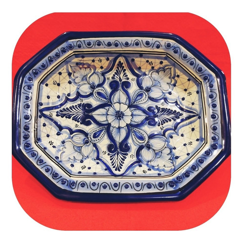 Ensaladera Octágonal Azul De Talavera Poblana Eg Az