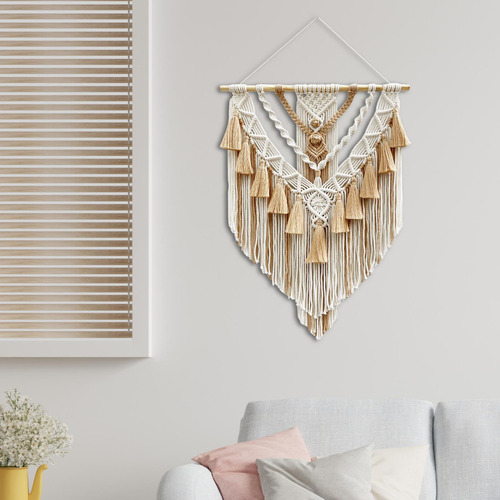 Tapiz De Macramé, Colgante De Pared Tejido A Mano Bohemio