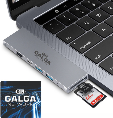 Imagen 7 de 10 de Hub Macbook Adaptador 7 - 2 Usb Tipo C Hdmi X2- Micro Sd Usb