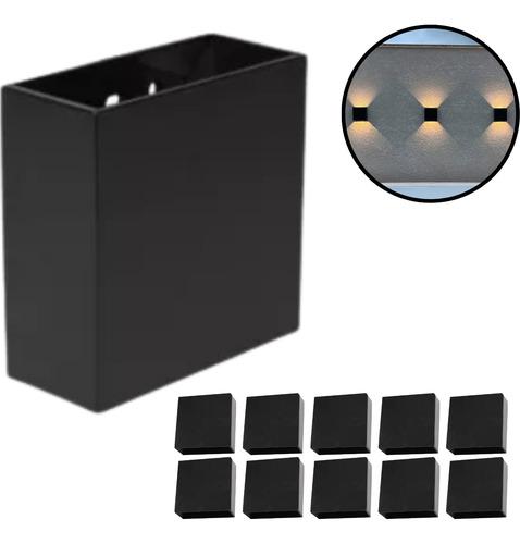 Kit 10 Arandela De Parede Externa Facho Duplo Ajustável Led