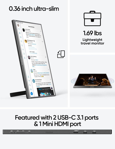 Arzopa Monitor Portátil 16.1 Pulgadas Fhd 100% Srgb Mmg