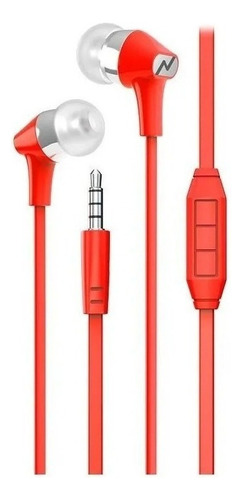 Auricular In Ear Noganet Ng094 Manos Libres Cable Flat Color Rojo