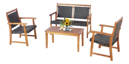 Comedor Para Exterior De Rattan Patiojoy Patio 4pcs