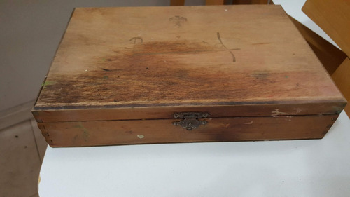 Caja Madera Antiguo Kit Set Pintura Pomos Plomo Bol Rigopal (Usado)