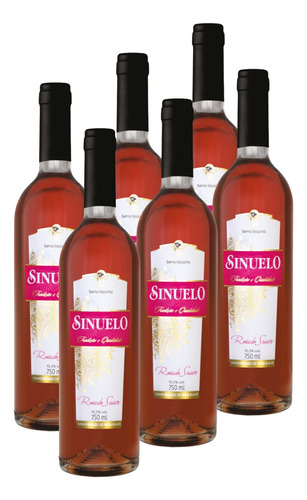 Vinho Brasileiro Sinuelo Rosé Suave Rosado Serra Gaúcha 6 Un
