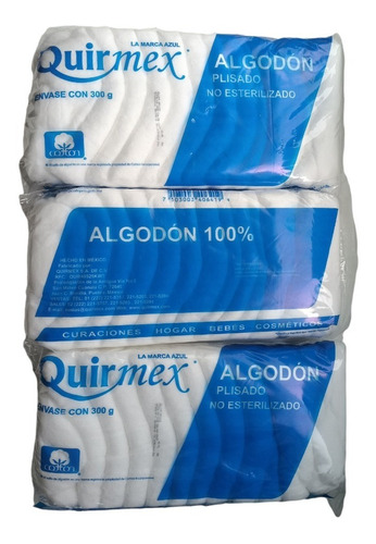 3 Bolsas Algodón Plisado/ Quirmex / 300g C/u/ Envío Gratis