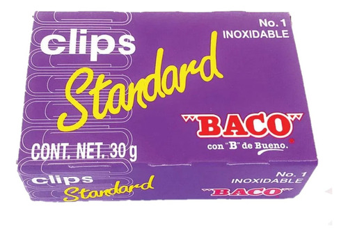 20 Cajas Clip Baco #1 Standard Con 100 Piezas Cada Una