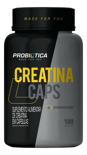 Creatina Probiótica 180 Caps - Sabor Neutro Sem Sabor