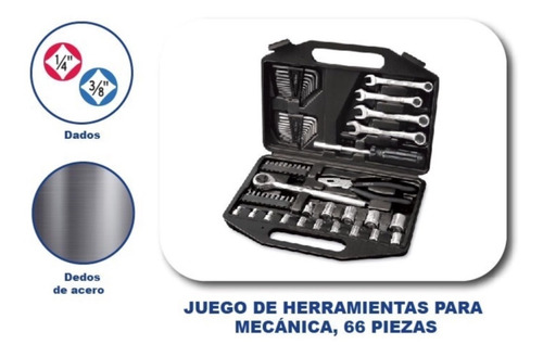 Juego De Herramientas Para Mecánico,dados Llaves 66 Pzas