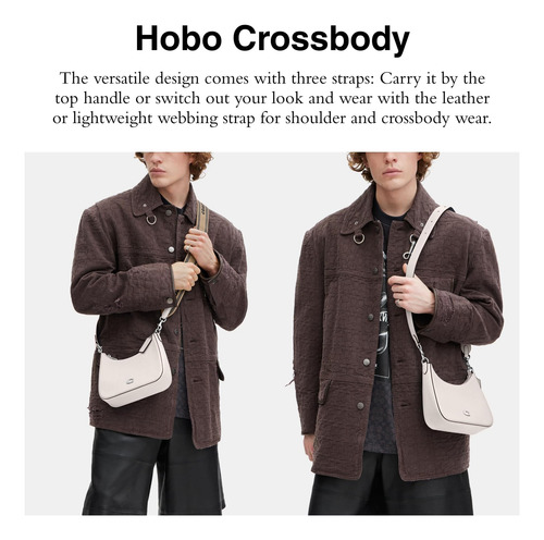 Coach Bandolera Hobo De Piel Flor Cruzada, Tiza, Talla Única