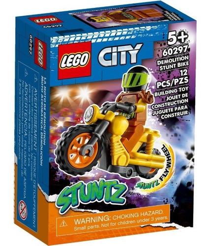 Imagem 1 de 10 de Lego City Moto De Acrobacias Demolidoras A Fricção - 60297