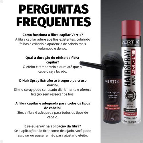 Fibra Castanho Escuro, Aplicador E Spray Extraforte Vertix