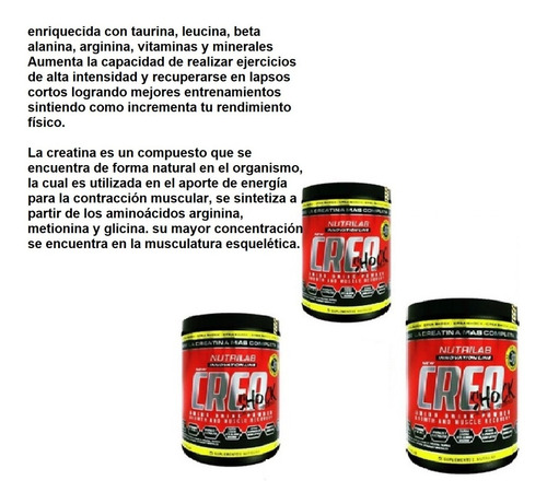 Promo X 3 Creatina 300gr Nutrilab Taurina, Arginina+aminos