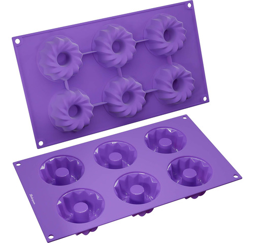 Bakerpan Silicone Mini Bandejas De Pastel Acanaladas, Moldes