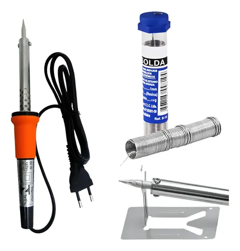 Kit Ferro De Solda Soldar Soldador 60w Estanho Tubo