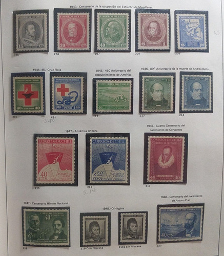 Ch205 Chile Varias Series Completas Año 1943-48 Mint
