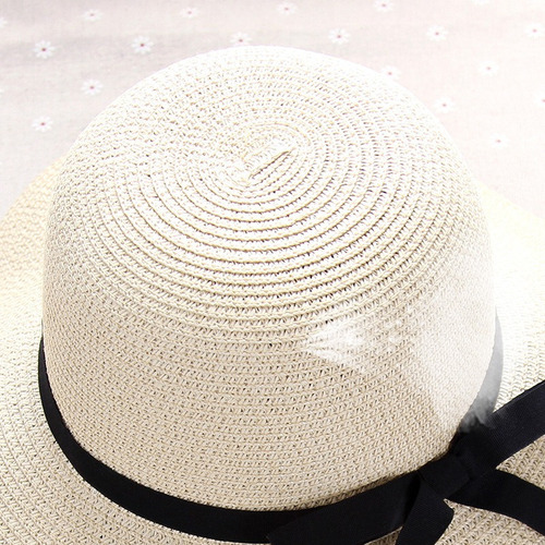 Sombrero De Paja De Playa De Verano Para Mujer, Sombrilla