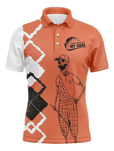 Golf 3d Estampado Camisa Polo De Manga Corta Para Hombres