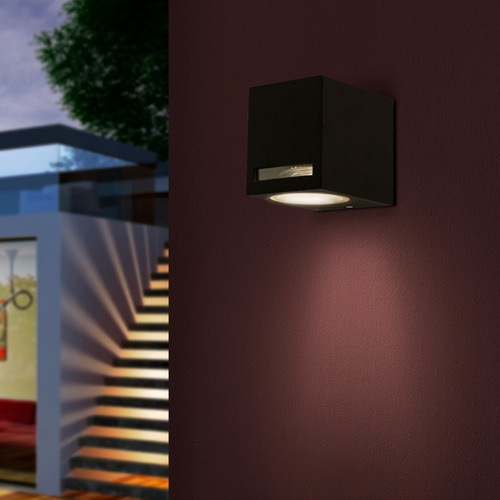 Aplique Pared Exteriores Cubico Negro 5w Gu10 1 Luz