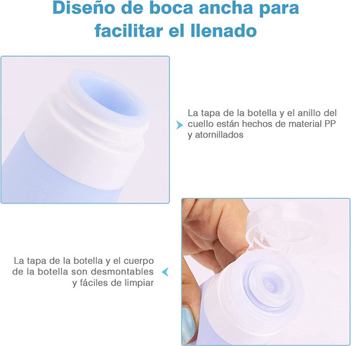 Set Botellas De Viaje Shampoo Rellenable Avion Aseo Personal