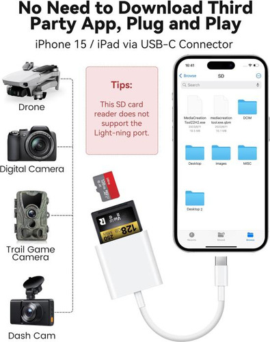 Lector De Tarjetas Sd Usb C Para iPhone Xdgeload Lector Sd U