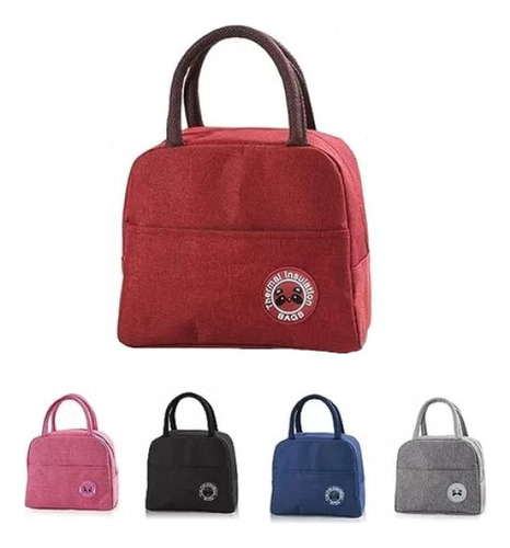 Lonchera Bolsa Termica Colación Almuerzo Portatil Unisex Color Burdeo Lisa