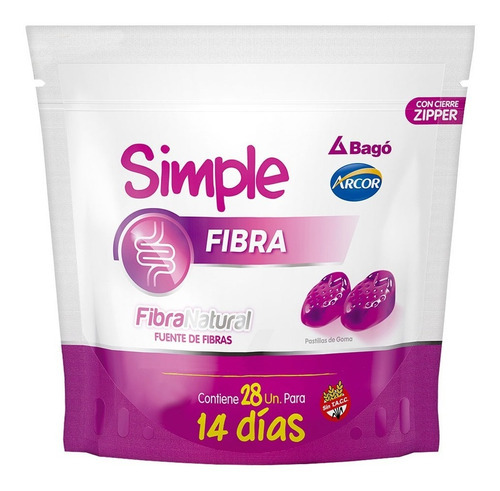 Simple Fibra Bolsa 28 Pastillas Goma Bagó Arcor Fuente Fibra