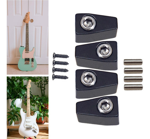4 Uds. De Bloqueo De Cuerda De Guitarra Eléctrica De Negro