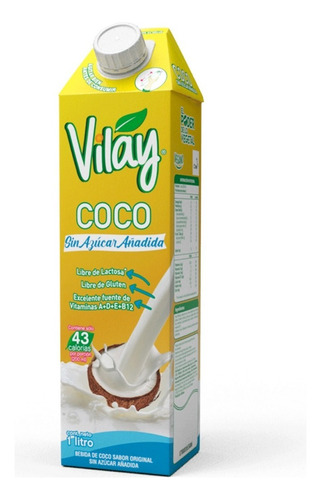 Leche De Coco, Bebida De Coco Sin Azúcar 1 Lt