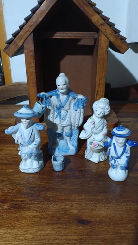 Adorno Figura Japonés Cerámica Lote X 4