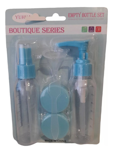 Set Botellas De Viaje Envases Atomizador 4 Piezas Celeste