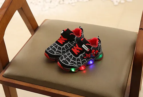 Zapatos Con Luz Spiderman Para Niños Zapatos Con Luz Led