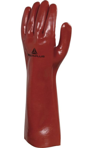 Guantes De Trabajo Pvc Rojo 40cm Certificado Iram Delta Plus