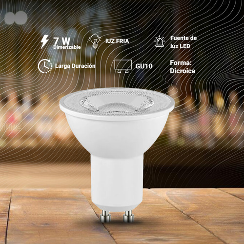 Lampara Dicroica Led Gu10 Luz Fria Dimerizable 220v