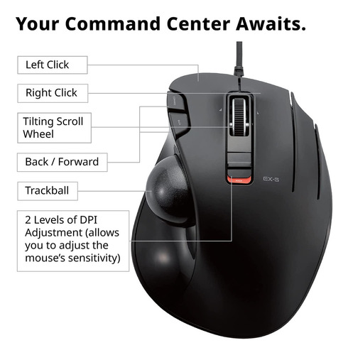 Mouse Elecom, 6 Botones/para Juegos/negro
