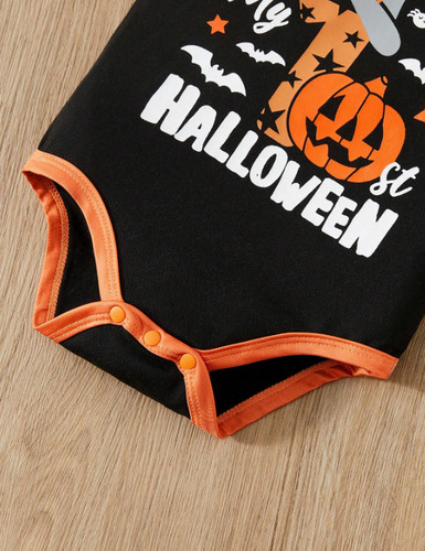 Conjunto Bebe Unisex Body, Pant Y Gorro Mi Primer Halloween