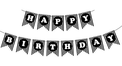 Feliz Cumpleaños Bunting Banner Decoración Negro