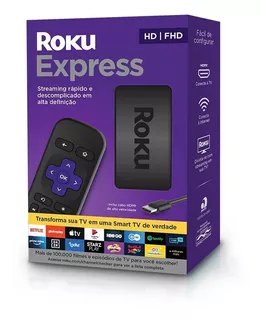 Roku Express 3930 padrão HD 32MB preto com 512MB de memória RAM