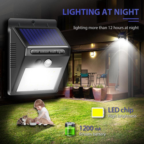 Lampara Solar 100 Led Exterior Sensor Movimiento Impermeable