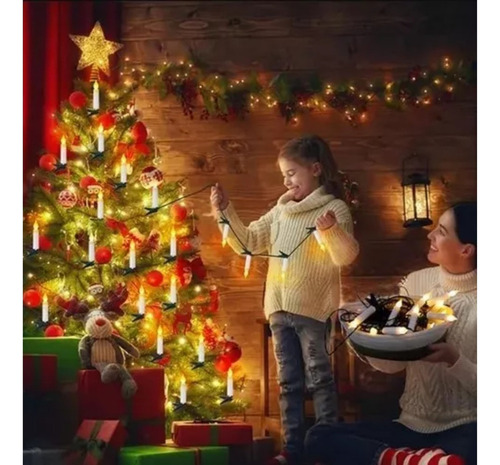 20 Luces Led Con Forma De Vela Para Árbol De Navidad Con Cli
