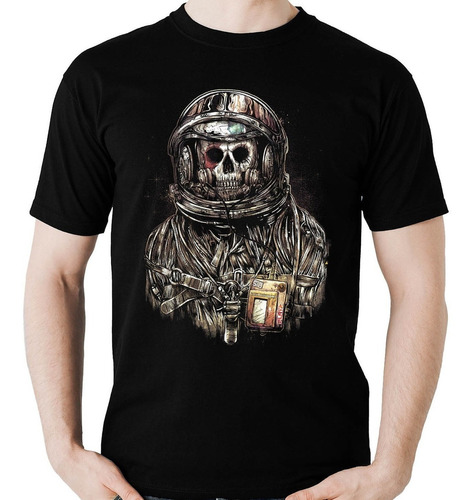 Imagem 1 de 6 de Camiseta Astronauta Caveira Banda Rock Masculina Promoção
