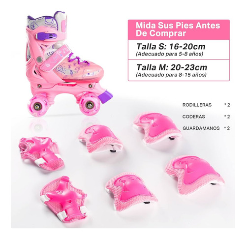 Patines De 4 Ruedas Para Niña Talla S Edades 5 A 8 Años
