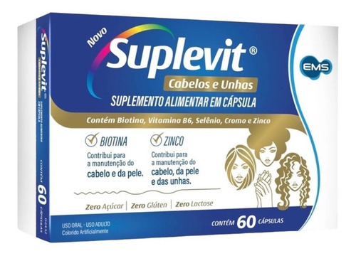 Combo 4 Caixas Suplevit Cabelos E Unhas 60 Capsulas Sabor Sem Sabor