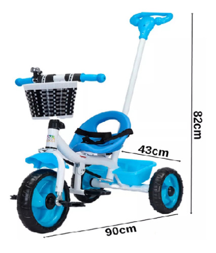 Triciclo Infantil 2 En 1 Con Pulsador De Pedales Color Azul