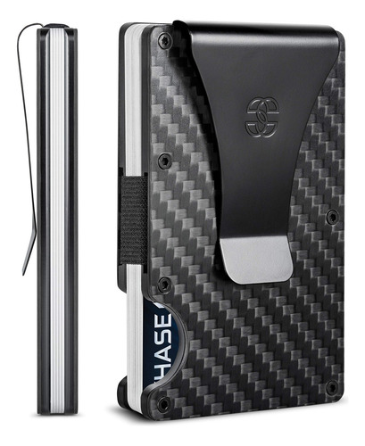 Carteira Suavell Slim Metal para homens com bloqueio RFID, cor fria Captain Black Element 2.0