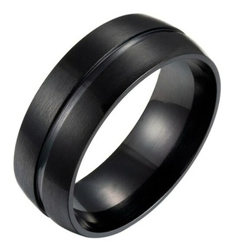 Anillo Titanio Negro 8mm Curvo Importado