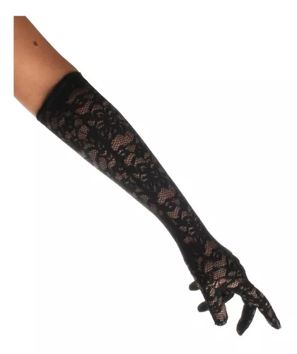 Luvas de renda Crânio Jacquard Luvas de renda preta Luvas femininas de  proteção solar Luvas curtas de tule elásticas Moda gótica de Halloween  (cor