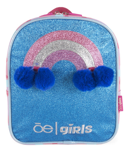 Mochila Chica Cloe Girls Arcoíris Para Niña Look En Gliter Color Azul