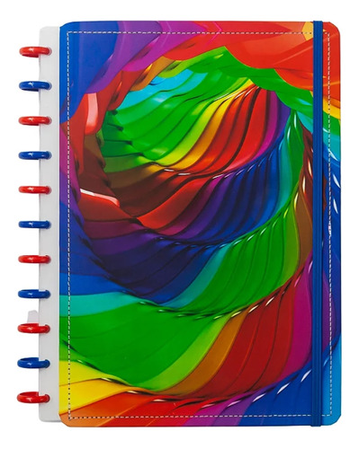 Caderno Inteligente Disco Universitário G 80fls Rainbow