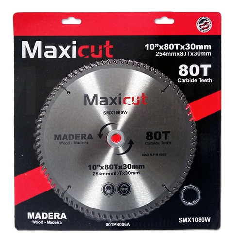 Disco De Corte Para Madera 10 X 80dientes X 30mm  Maxicut